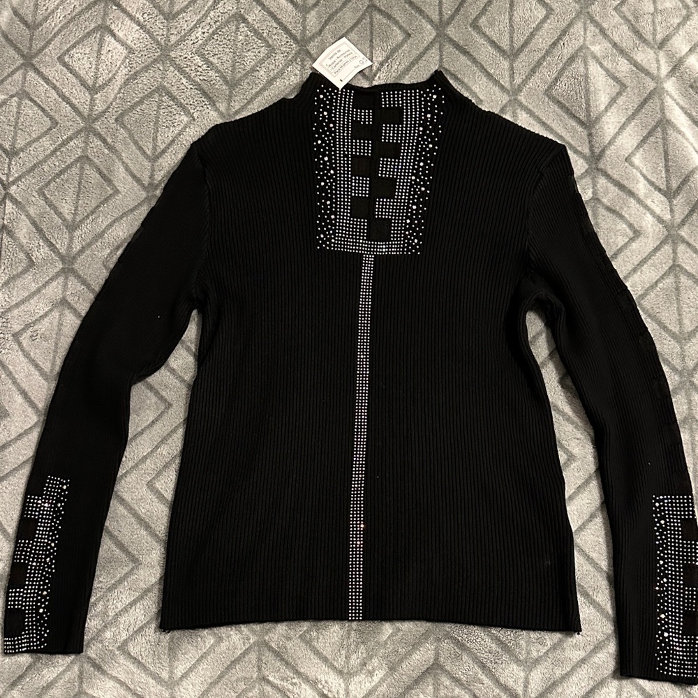 Black Sweater with Silver Accents